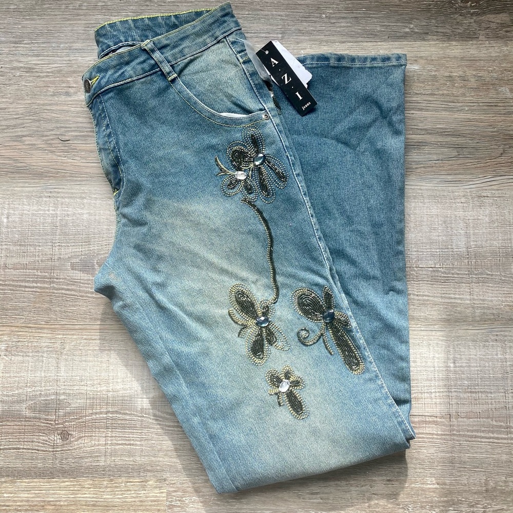 Vintage New With Tags AZI Butterfly Flare Jeans